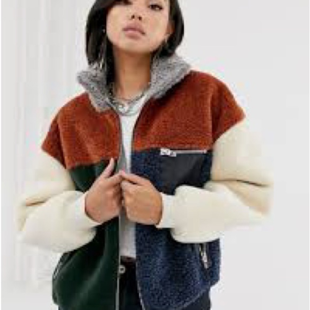 Blank Nyc Colorblock Sherpa Borg Bomber - Gem
